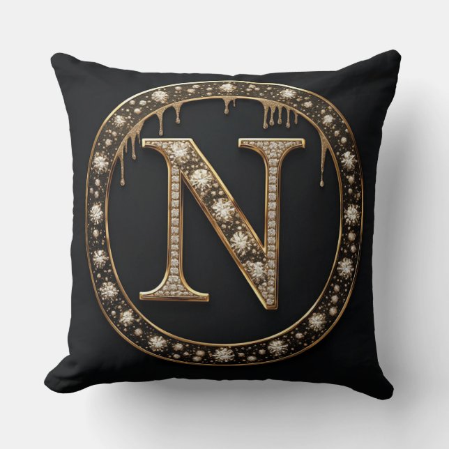 Letter Monogram N Personal Initial Gift Cushion (Front)