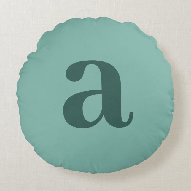 Letter Monogram Teal Blue Minimalist Round Cushion (Front)