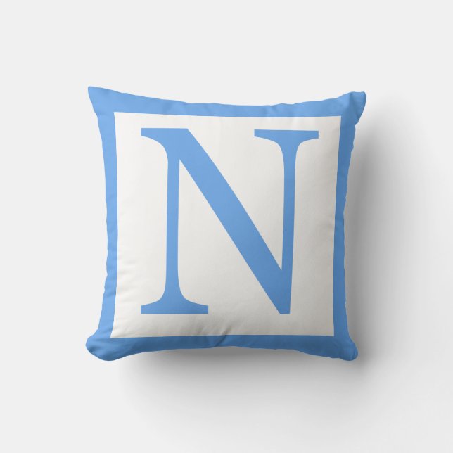 Letter N Baby Blue Border Cushion (Front)