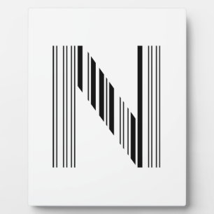 LETTER N BAR CODE First Initial Barcode Pattern Plaque