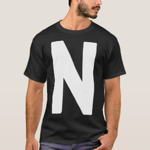Letter N big and bold white T-Shirt