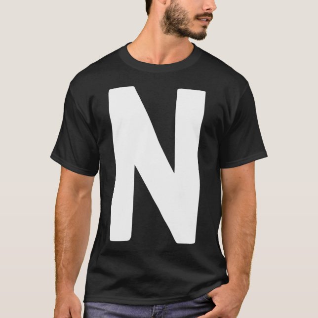 Letter N big and bold white T-Shirt (Front)