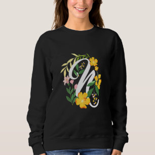 Letter N Capital Alphabet Flowers Monogram Initial Sweatshirt