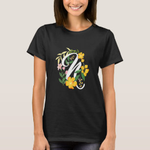Letter N Capital Alphabet Flowers Monogram Initial T-Shirt