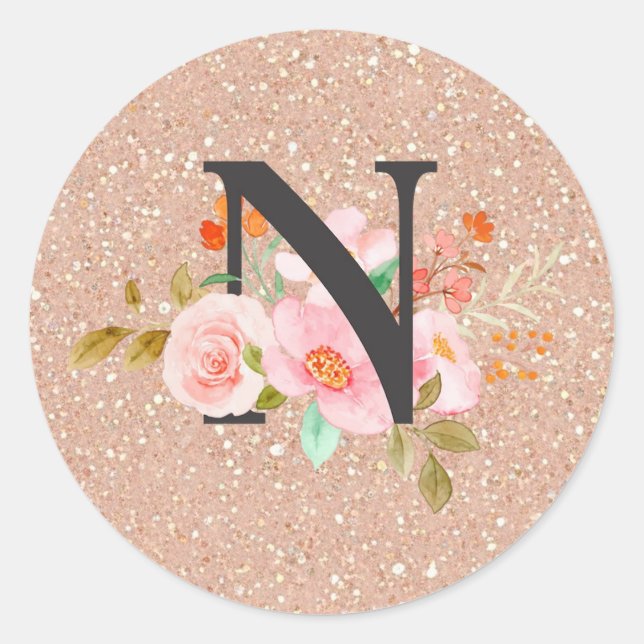Letter N Classic Round Sticker (Front)