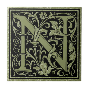 Letter N First Letter Monogram Ceramic Tile