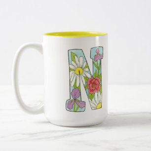 Letter N floral Mug