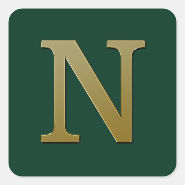 Letter N Gold Square Sticker (Front)