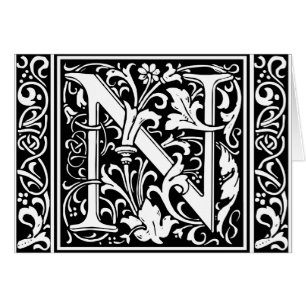 Letter N Mediaeval Monogram Art Nouveau