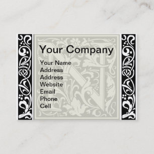 Letter N Mediaeval Monogram Art Nouveau Business Card