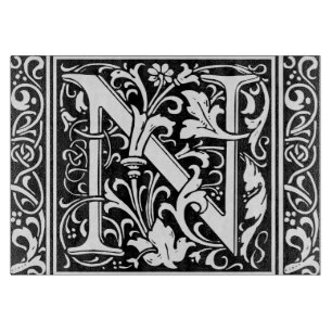 Letter N Mediaeval Monogram Art Nouveau Cutting Board