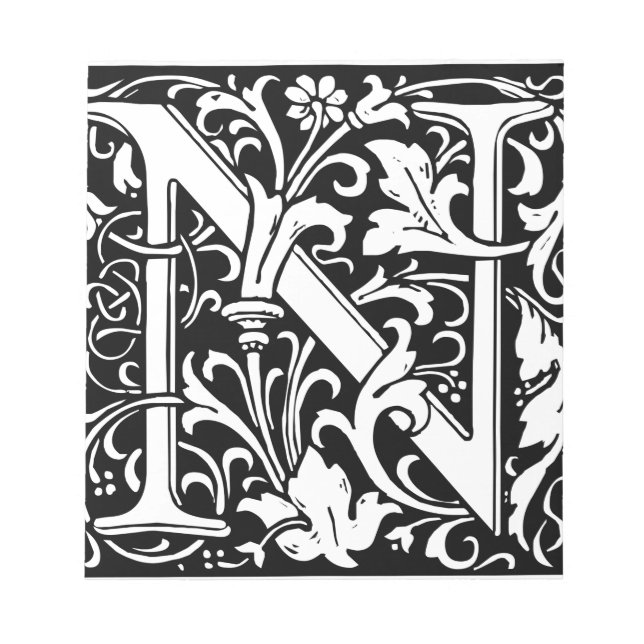 Letter N Mediaeval Monogram Art Nouveau Notepad (Front)