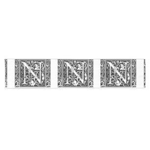 Letter N Mediaeval Monogram Art Nouveau Short Table Runner
