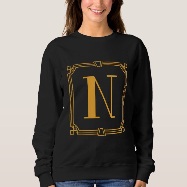 Letter N Monogram Alphabet N Initial Geometric Dec Sweatshirt (Front)