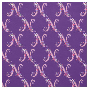 Letter N monogram decorative text custom fabric