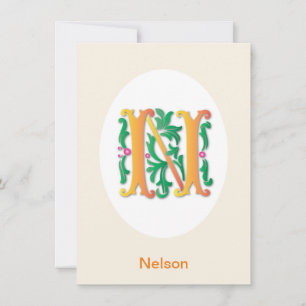 Letter N Monogram Fleur de lis Invitation