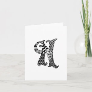 Letter N Monogram in Black and White Note Card