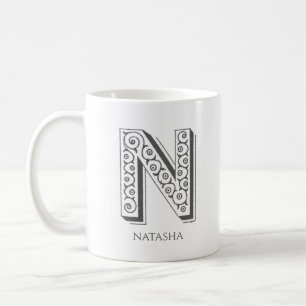 Letter N Monogram Modern Name Coffee Mug