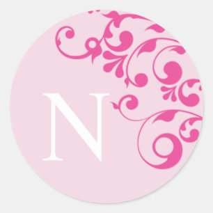 Letter N Monogram Pink Wedding Envelope Seals