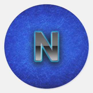 Letter N - neon blue edition Classic Round Sticker