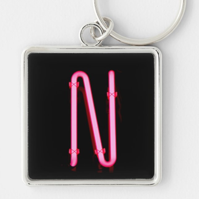Letter "N" Neon Light Monogram Key Ring (Front)
