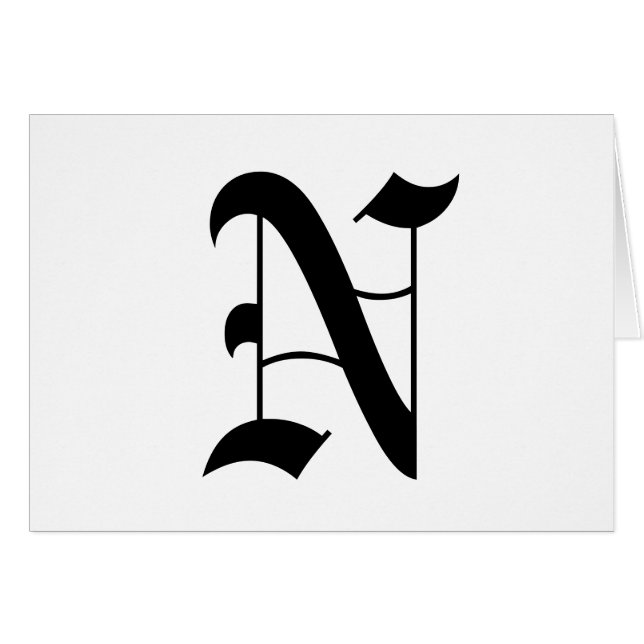 Letter N Old English Text on White Background (Front Horizontal)