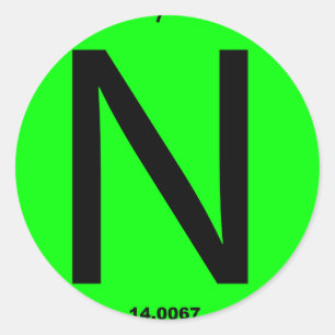 Letter N periodic table Classic Round Sticker