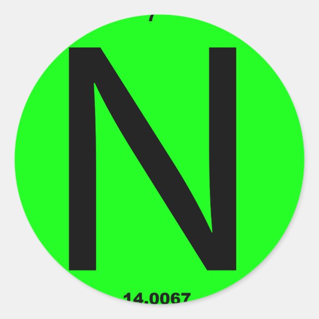 Letter N periodic table Classic Round Sticker (Front)