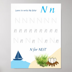 Letter N Tracing Poster for Kids