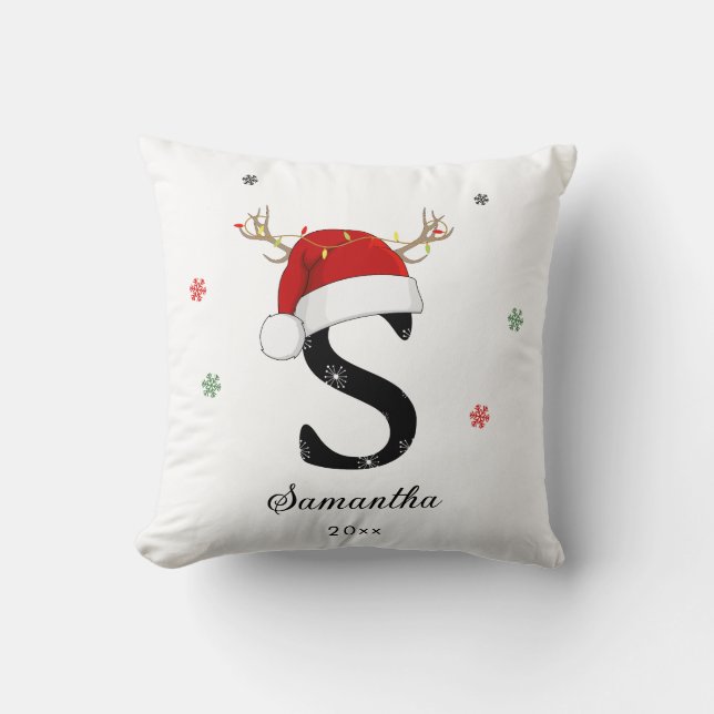 Letter Name Santa Hat | Monogram | Custom Initial Cushion (Front)