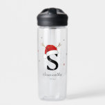 Letter Name Santa Hat | Monogram | Custom Initial Water Bottle<br><div class="desc">Letter name with Santa hat monogram custom initial water bottle. Elevate your Christmas drinkware with this personalised sticker. This custom initial water bottle a unique touch to your holiday drinkware and makes for a thoughtful and cherished family gift.</div>