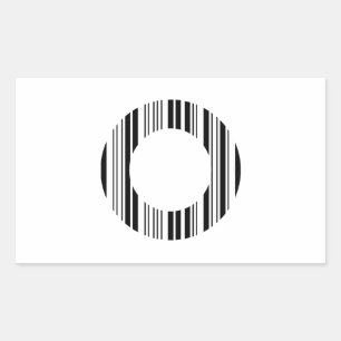 LETTER O BAR CODE First Initial Barcode Pattern Rectangular Sticker