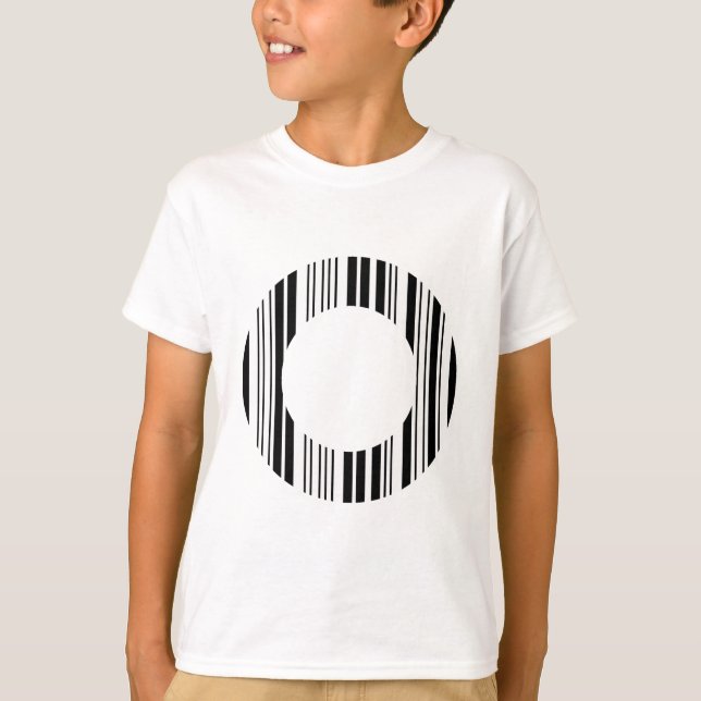 LETTER O BAR CODE First Initial Barcode Pattern T-Shirt (Front)