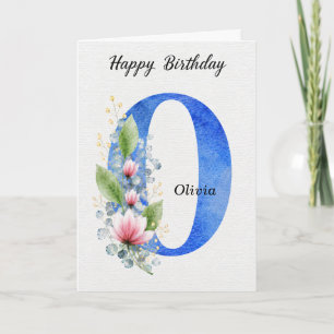 Letter O Birthday Custom Name Her Blue Monogram Card