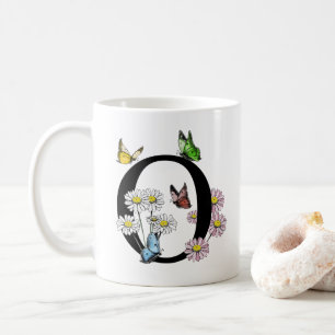  Letter O Botanical Watercolor Butterfly Monogram  Coffee Mug