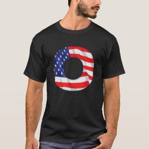 Letter O Capital Alphabet Usa American Flag Monogr T-Shirt