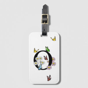 Letter O Floral Butterfly Monogram Initial  Luggage Tag