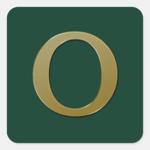 Letter O Gold Square Sticker