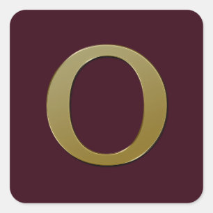 Letter O Gold Square Sticker