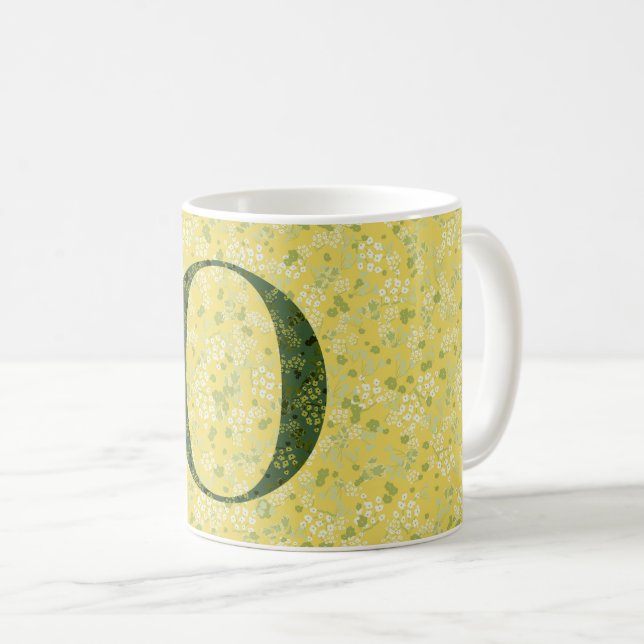 Letter O light yellow and dark green liberty Coffee Mug (Front Right)