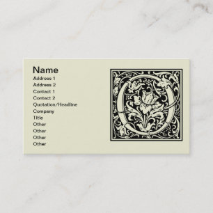 Letter O Mediaeval Monogram Art Nouveau Business Card