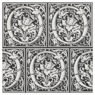 Letter O Mediaeval Monogram Art Nouveau Fabric