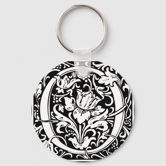 Letter O Mediaeval Monogram Art Nouveau Key Ring (Front)