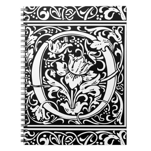 Letter O Mediaeval Monogram Art Nouveau Notebook (Front)