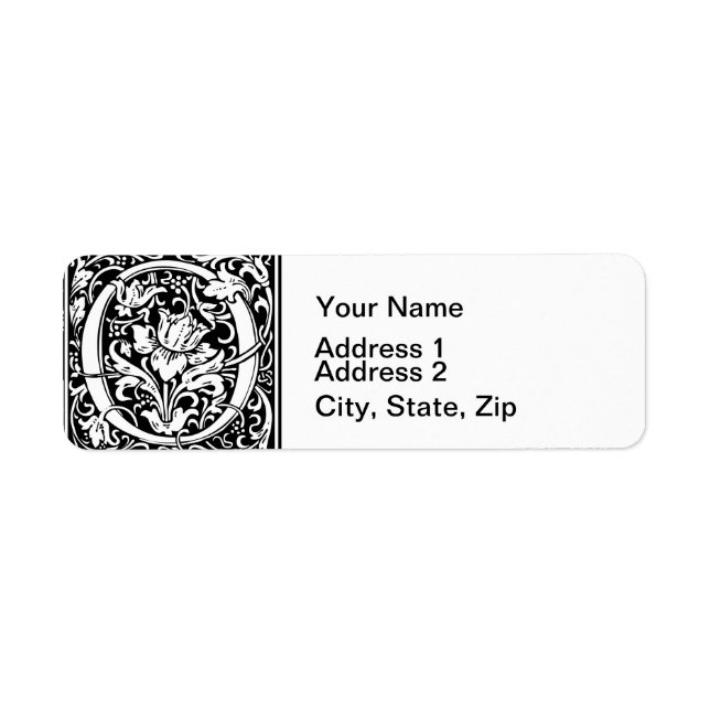 Letter O Mediaeval Monogram Art Nouveau Return Address Label (Front)
