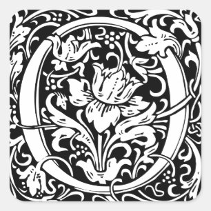 Letter O Mediaeval Monogram Art Nouveau Square Sticker