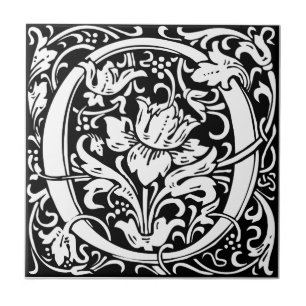 Letter O Mediaeval Monogram Art Nouveau Tile