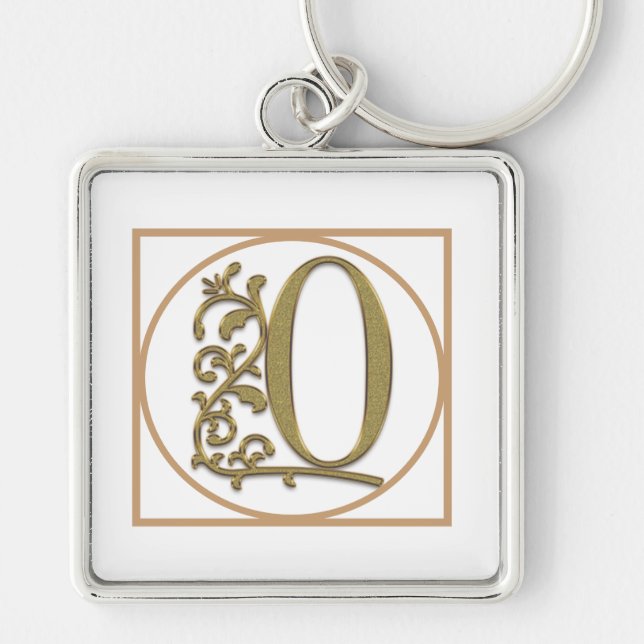 LETTER O MONOGRAM Beautiful Wedding New Home Gift Key Ring (Front)