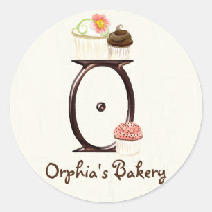 Letter O Monogram Cupcake Logo Business Stickers