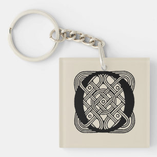 Letter O Monogram Vintage Celtic Knot Print Key Ring